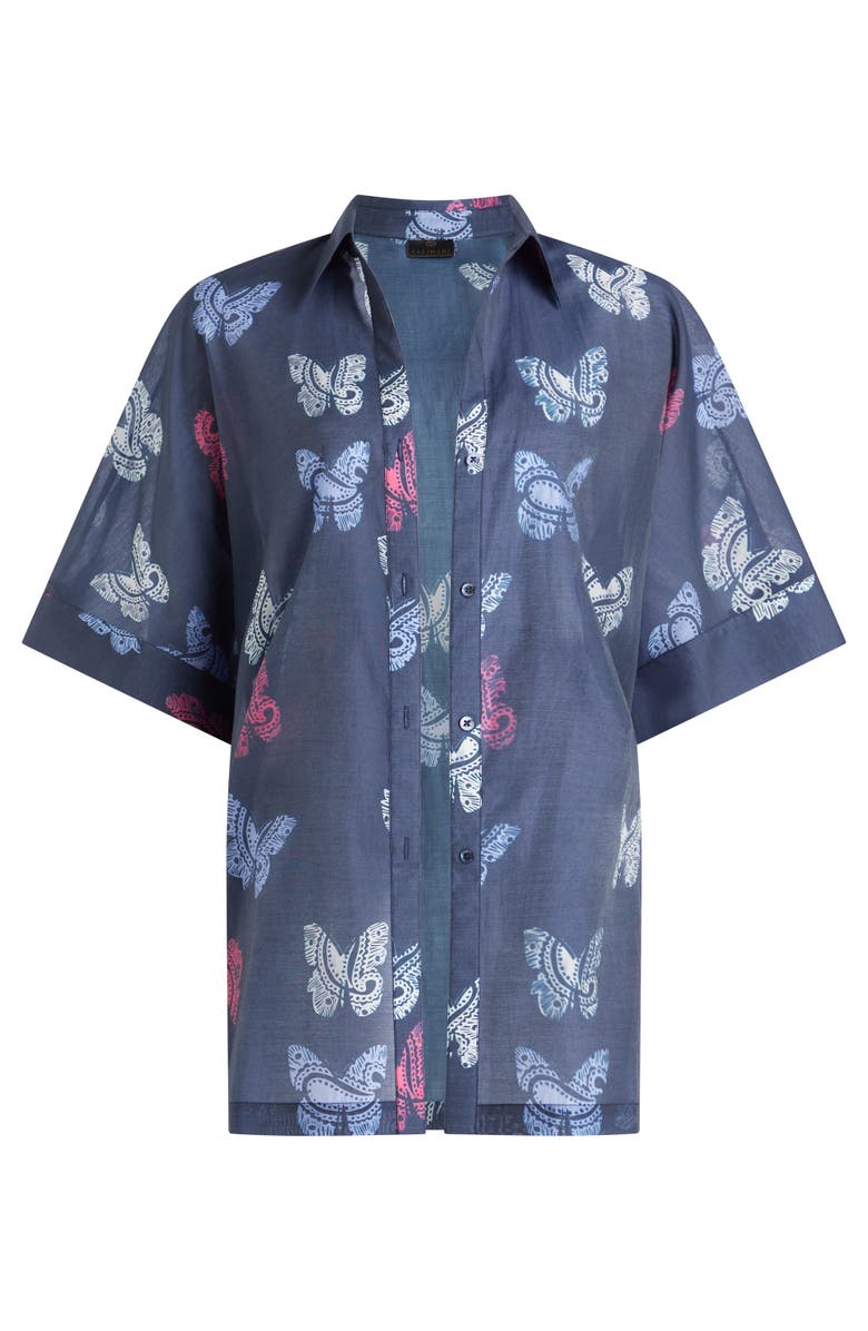 VALIMARE Sydney Printed Cover-up Shirtdress, Alternate, color, Navy Blue