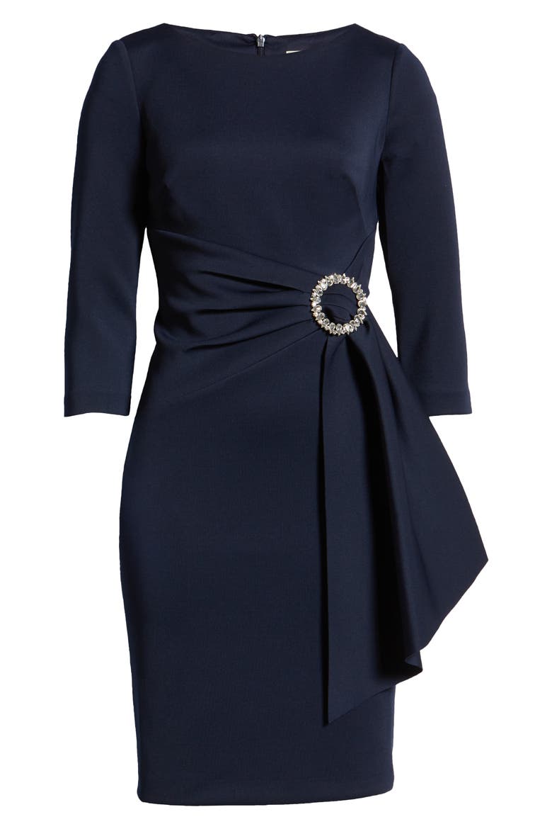 Sashed Sheath Dress, Alternate, color, NAVY