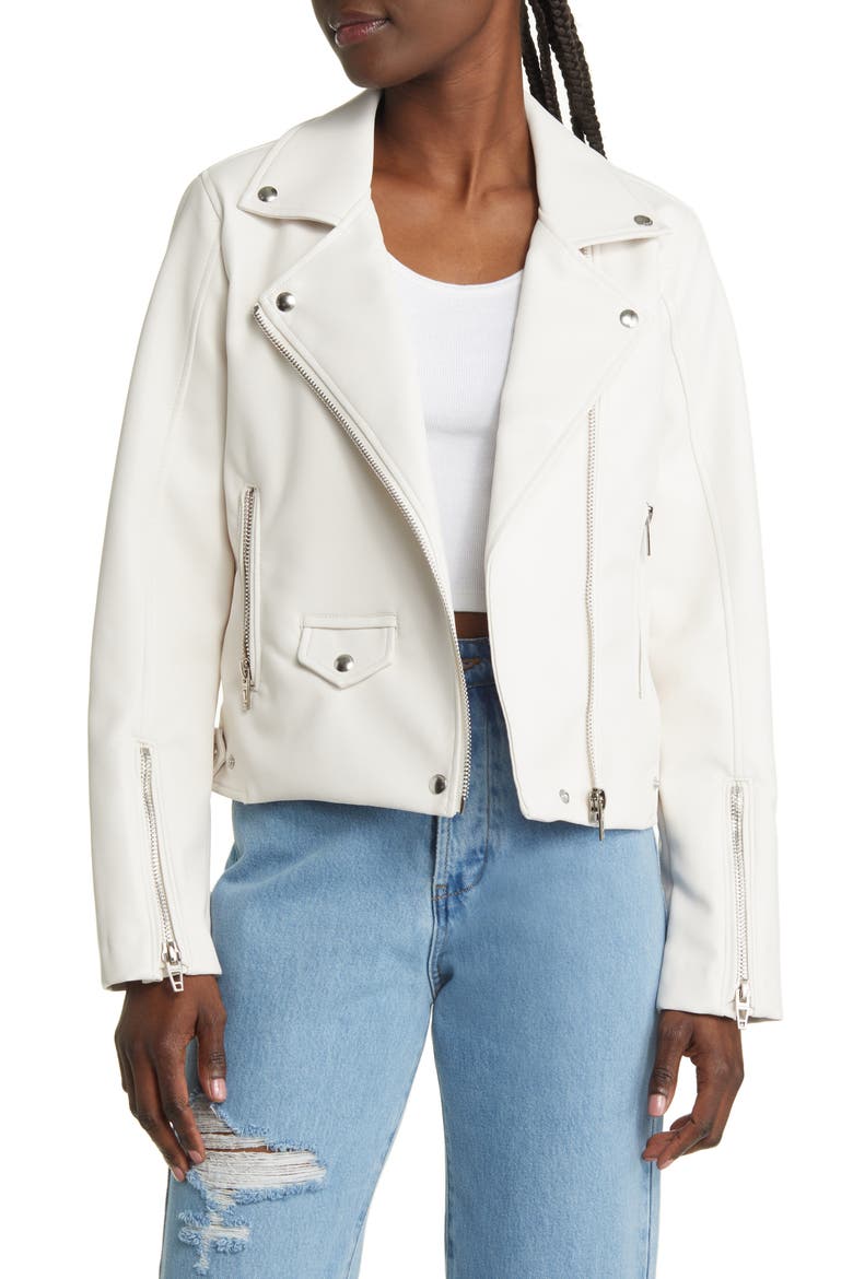 Faux Leather Moto Jacket, Main, color, PURE MOTIVATION