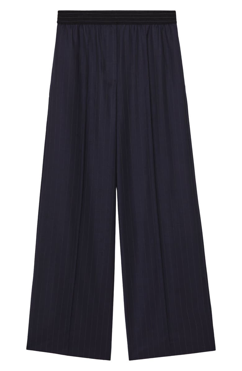 Reiss Neave Pinstripe Wide Leg Pants, Alternate, color, Navy