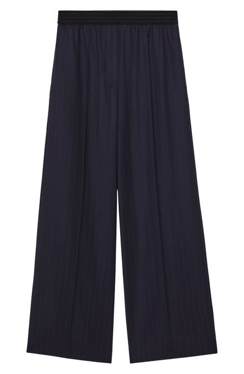 Reiss Neave Pinstripe Wide Leg Pants In Blue