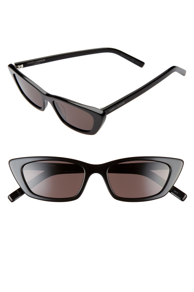 52mm Cat Eye Sunglasses, Main, color, SHINY BLACK/ GREY SOLID