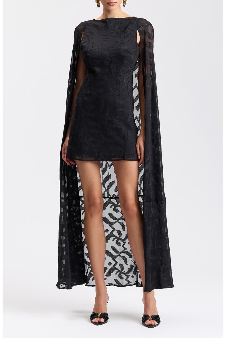 Cape Detail Minidress, Main, color, BLACK