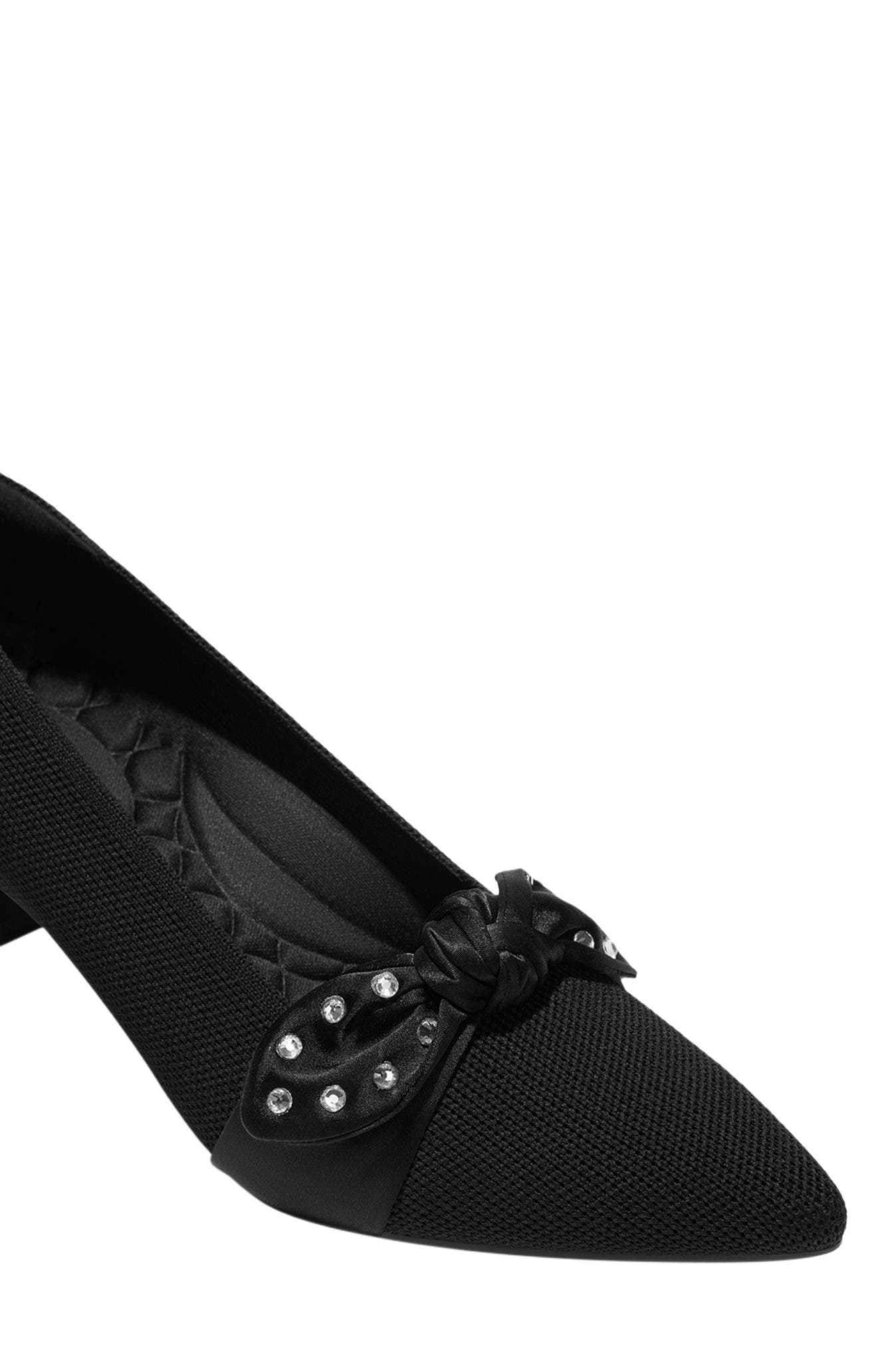 VIVAIA Pointed-Toe Bow Kitten Heels, Alternate, color, Black Satin Rhinestone