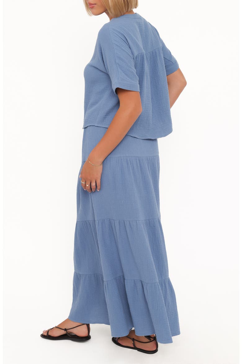Sophia Cotton Gauze Button-Up Top & Maxi Skirt Set, Alternate, color, DENIM BLUE
