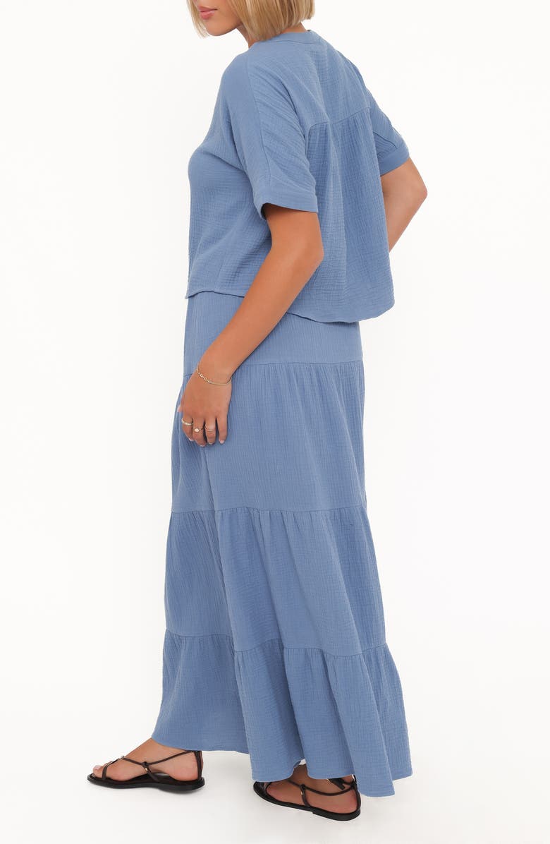 Petal & Pup Sophia Cotton Gauze Button-Up Top & Maxi Skirt Set, Alternate, color, Denim Blue