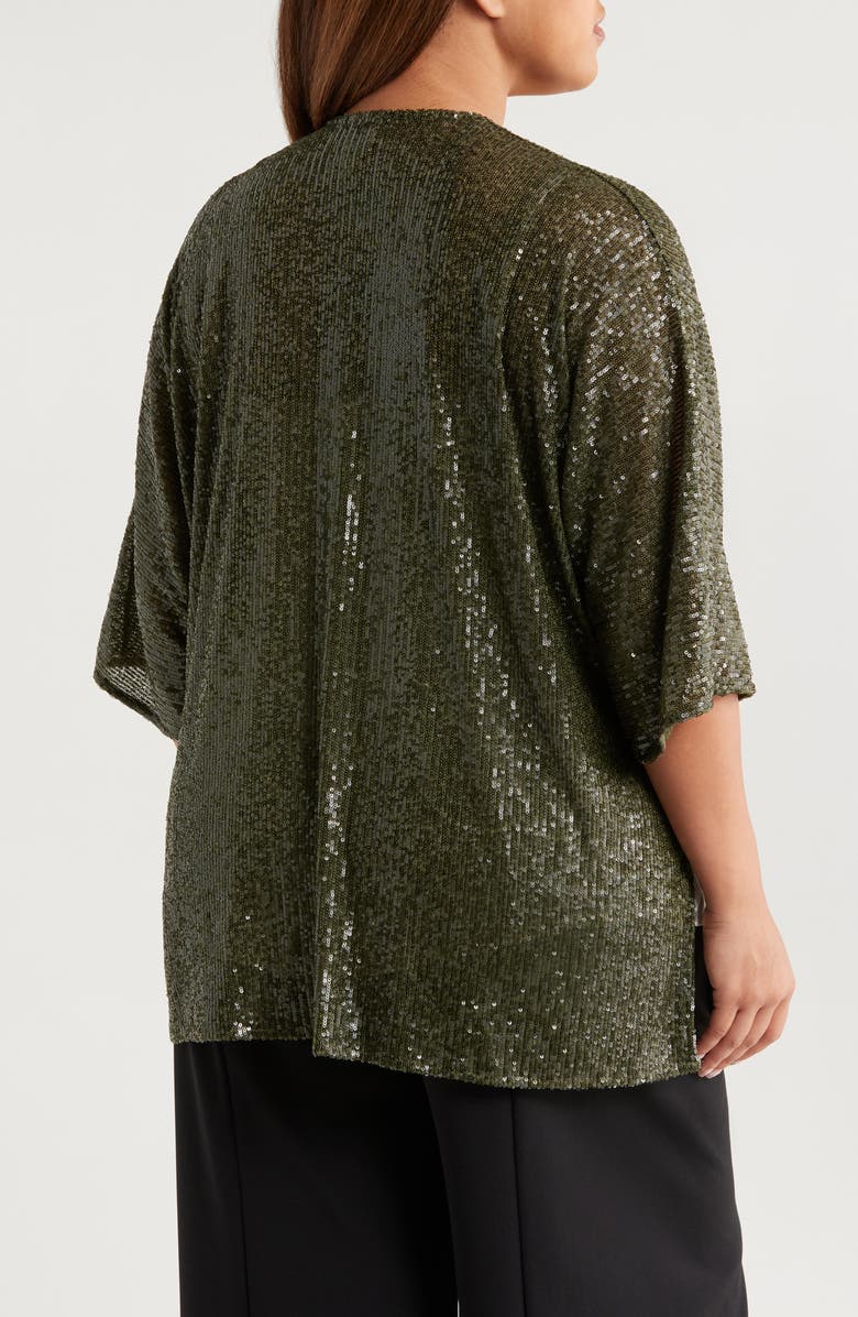 Anne Klein Sequin Draped Open Front Cardigan, Alternate, color, 
