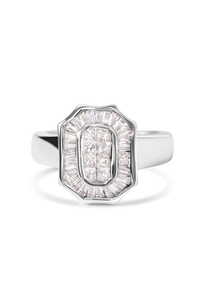 14K White Gold 1.00 Cttw Diamond Cocktail Art Deco Style Ring, Alternate, color, White
