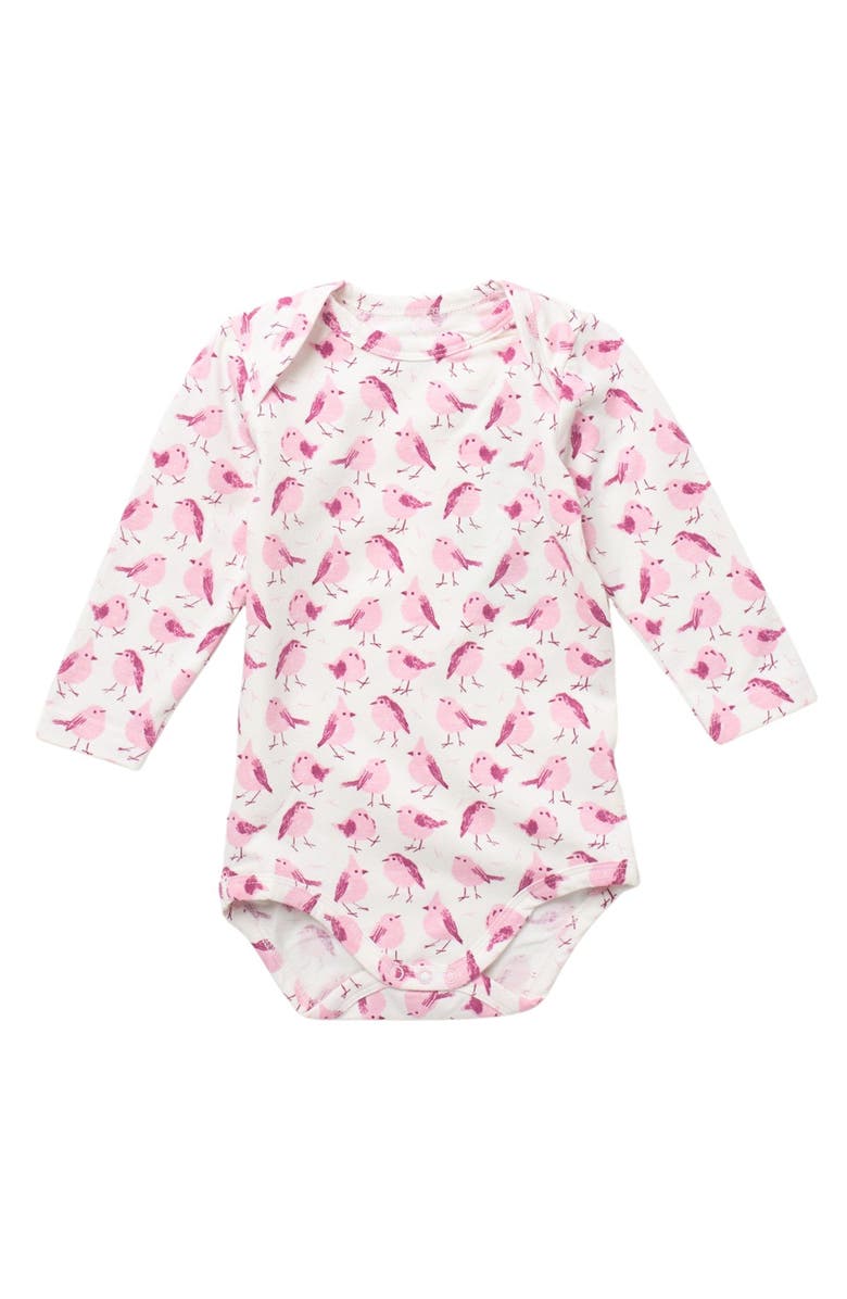 Coccoli Jersey Bird Print Bodysuit, Main, color,