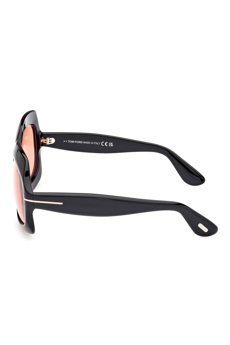 Ren 60mm Geometric Sunglasses, Alternate, color, BLACK/OTHER / BROWN
