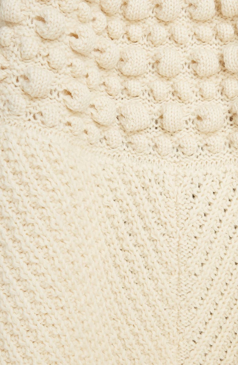 Saint Laurent Fringe Trim Cable Wool Poncho, Alternate, color, 