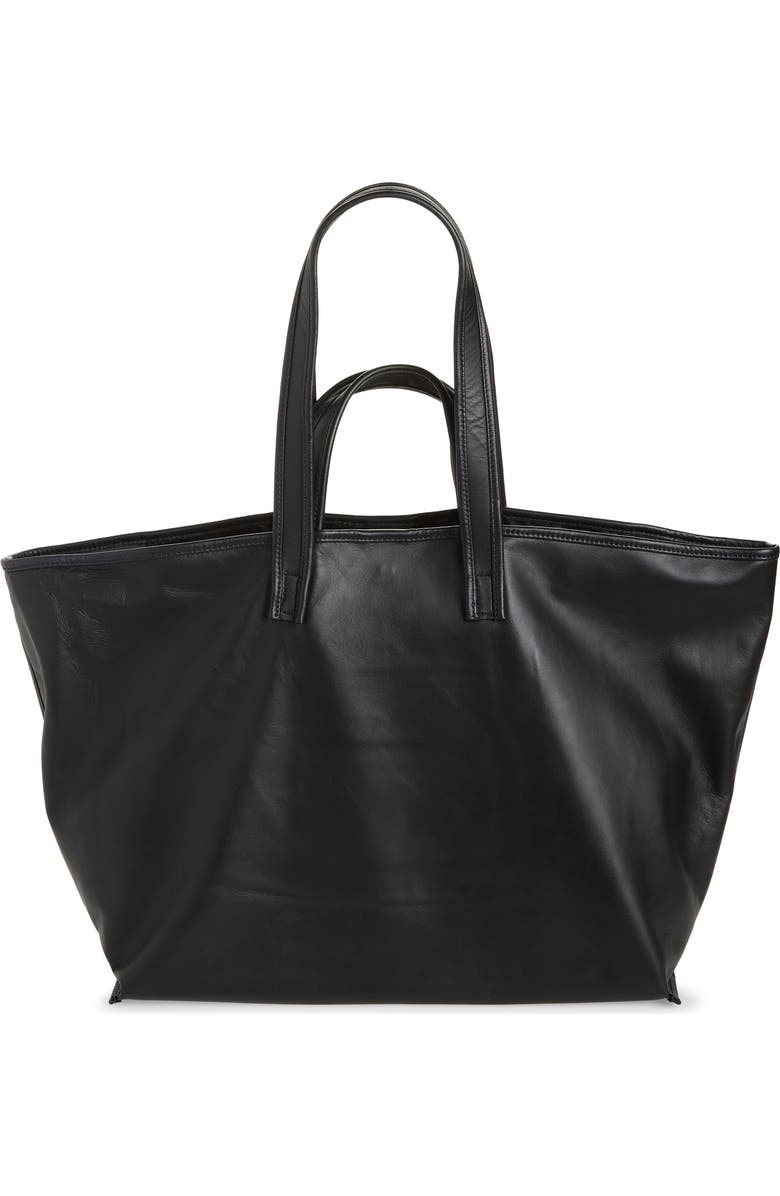 KASSL Lamskin Leather Tote, Main, color, Black