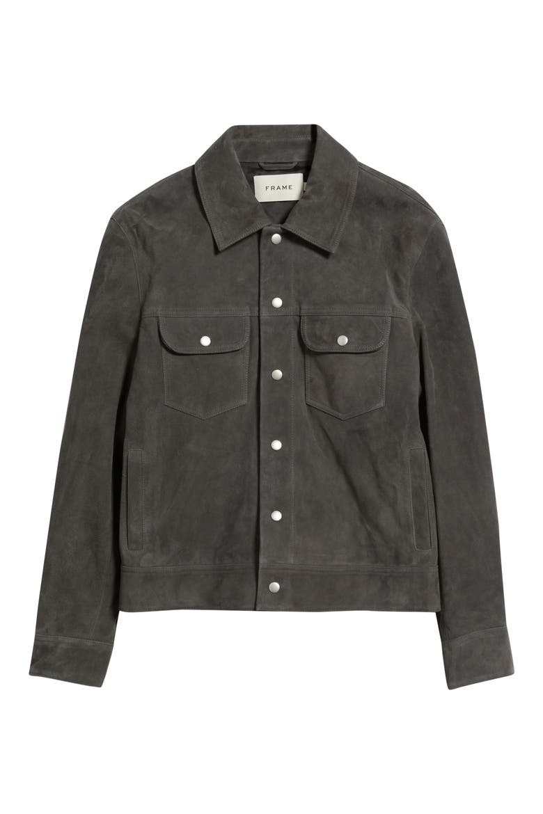 Suede Trucker Jacket, Alternate, color, DARK GREY