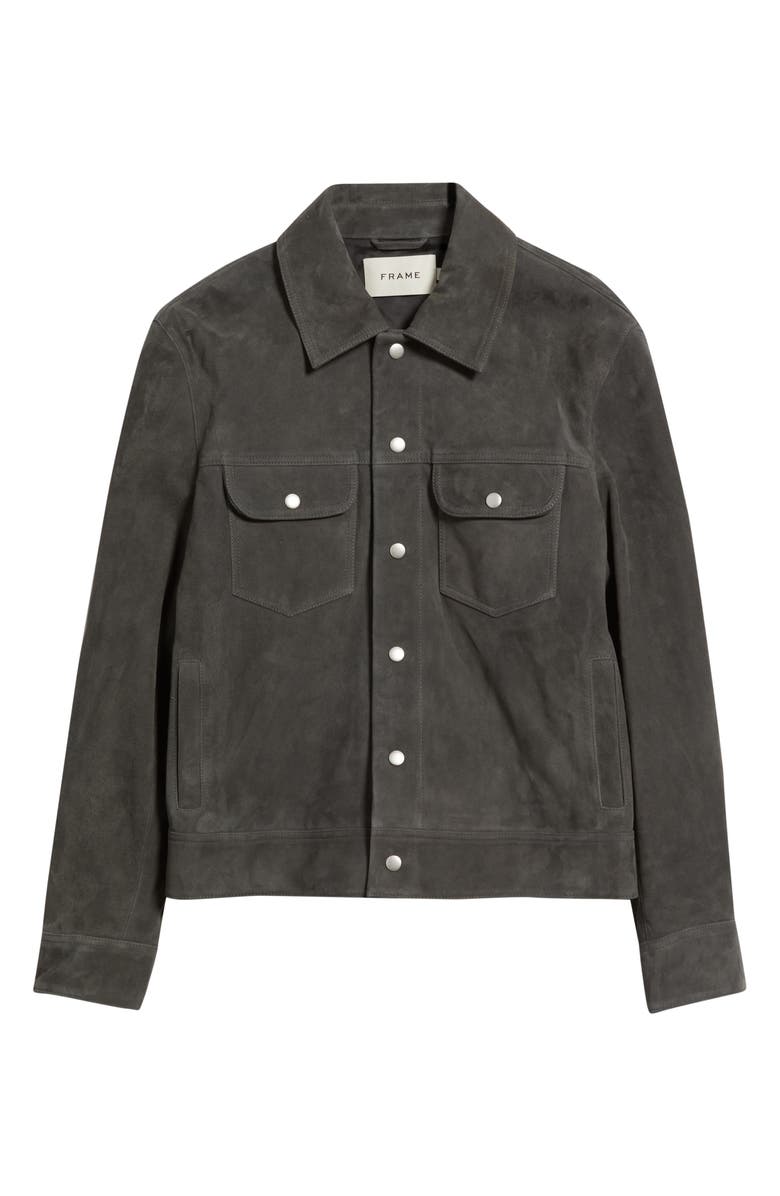 FRAME Suede Trucker Jacket, Alternate, color, Dark Grey