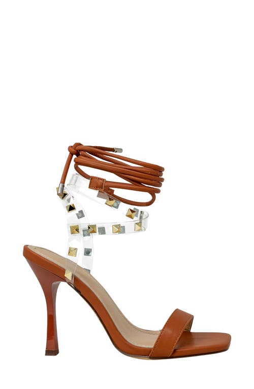 Chase & Chloe Chase And Chloe Divine Studded Lucite Ankle Wrap Sandal