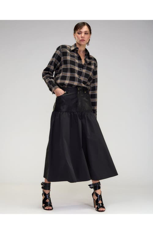 Shop Cynthia Rowley Downtown Leather Nylon Skirt In Black