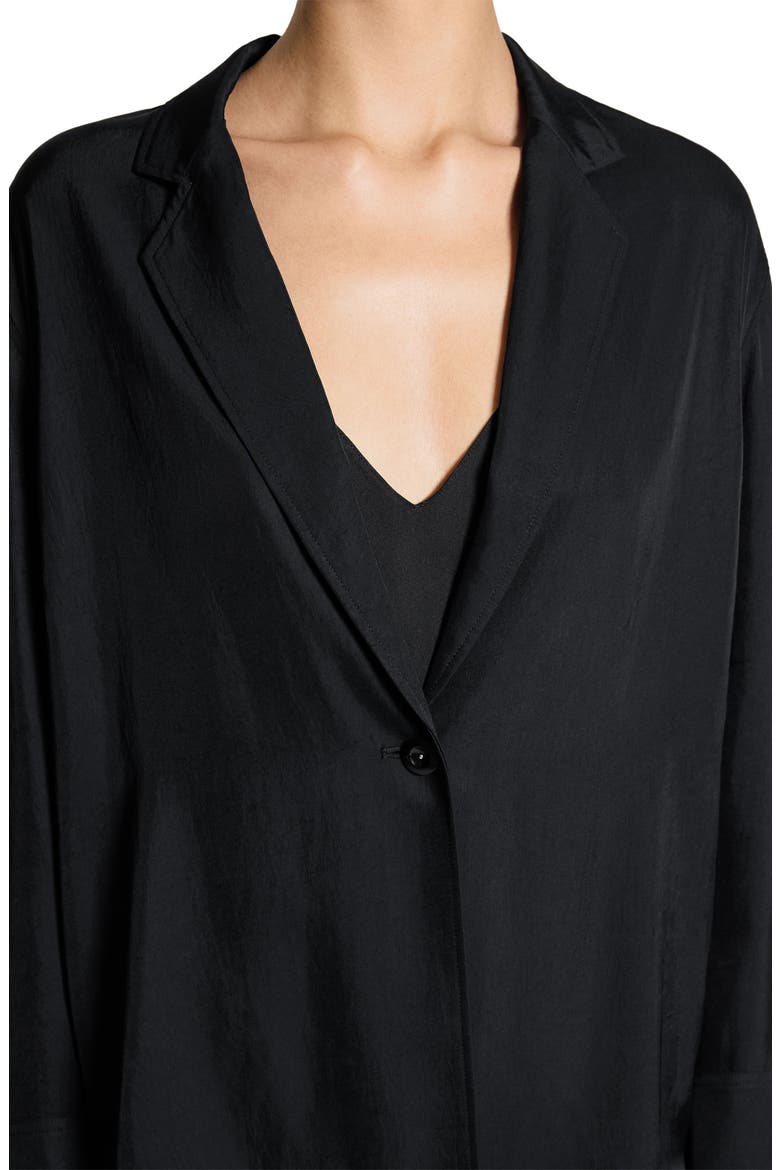 Washed Twill One-Button Blazer Shirt, Alternate, color, BLACK