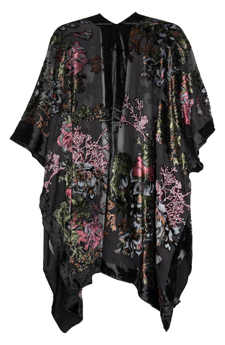 SAACHI Ione Velvet Burnout Ruana, Alternate, color, Black