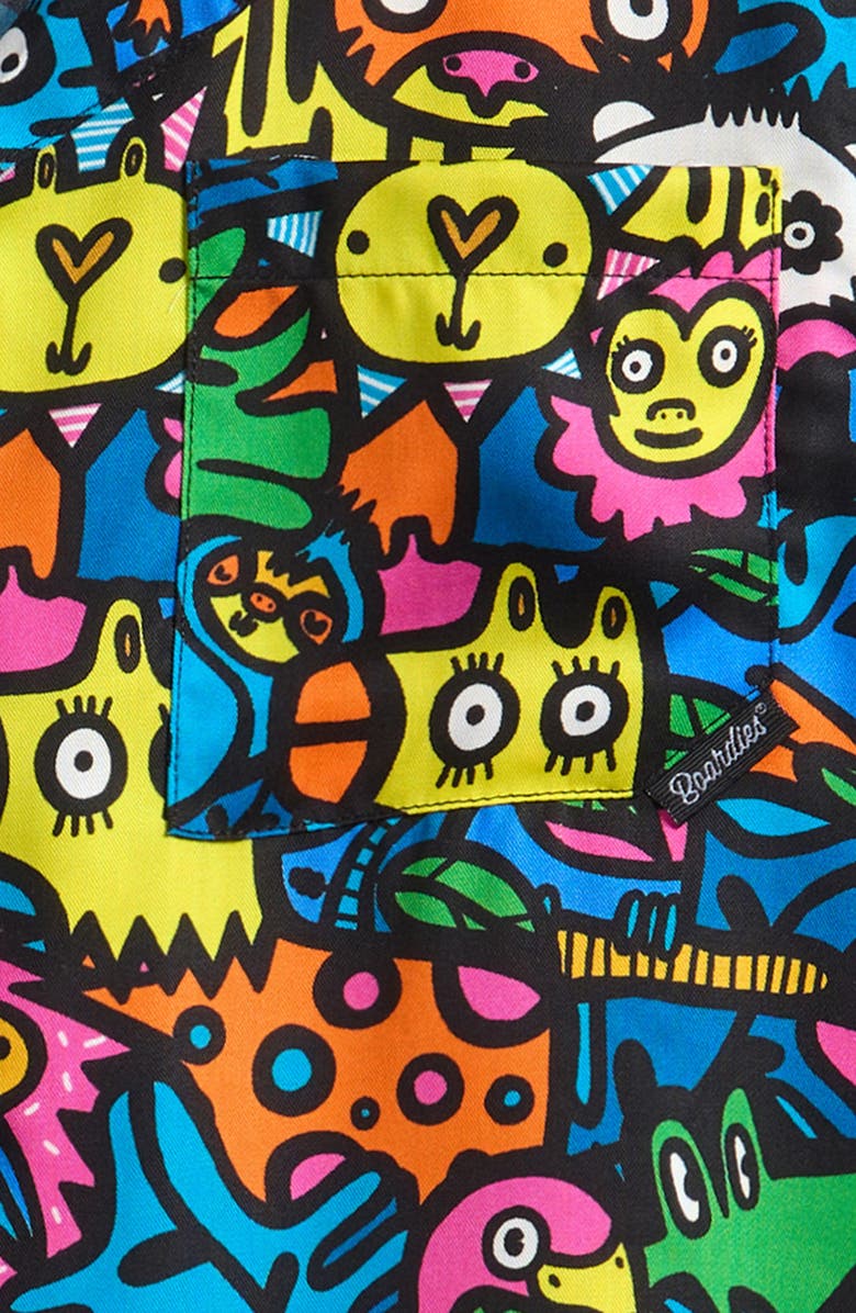 Boardies Kids
 Munday Jungle Print Short Sleeve Button-Up Shirt, Alternate, color, Multi