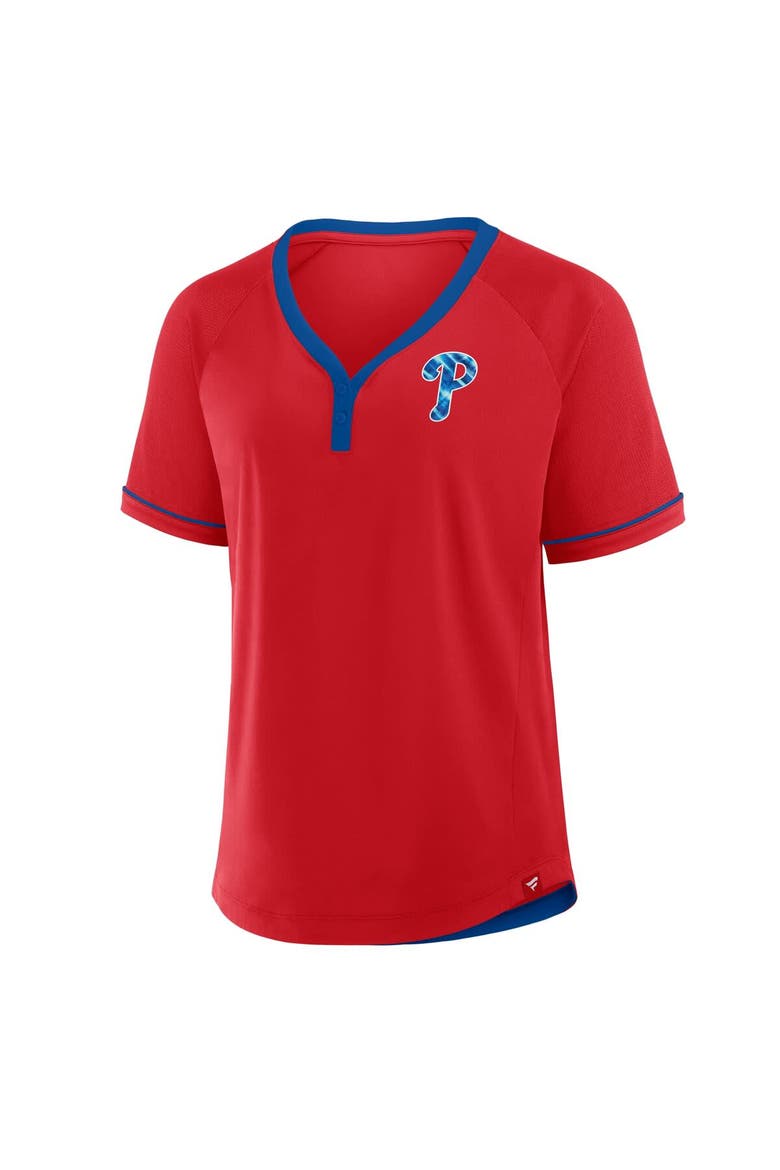 Women's Fanatics Red Philadelphia Phillies League Diva Star Raglan V-Neck T-Shirt, Alternate, color, Red