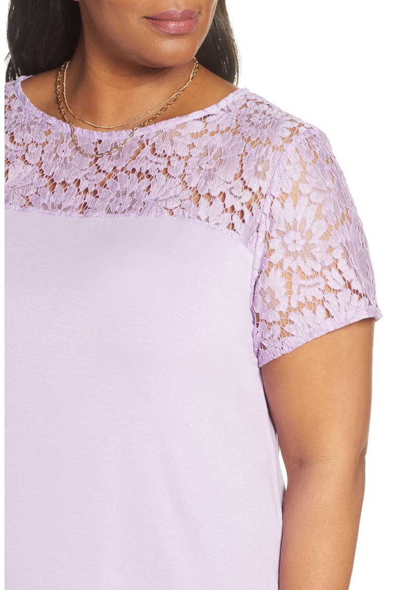 Floral Lace Yoke Top, Alternate, color, PURPLE CROCUS
