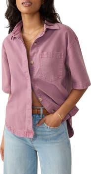 Faherty Sunwashed Short Sleeve Canvas Overshirt