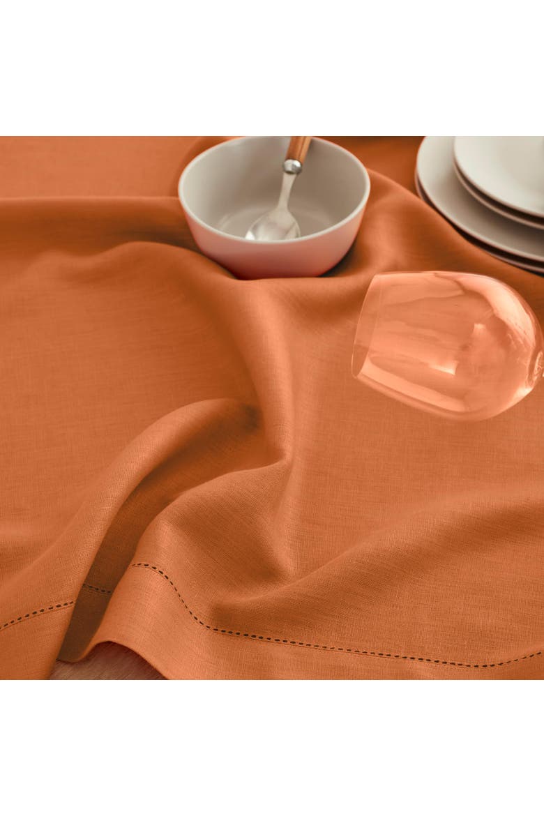 Linen Dinner Napkins Set of 4, 20 x 20" - Classic Hemstitch, Alternate, color, Pumpkin