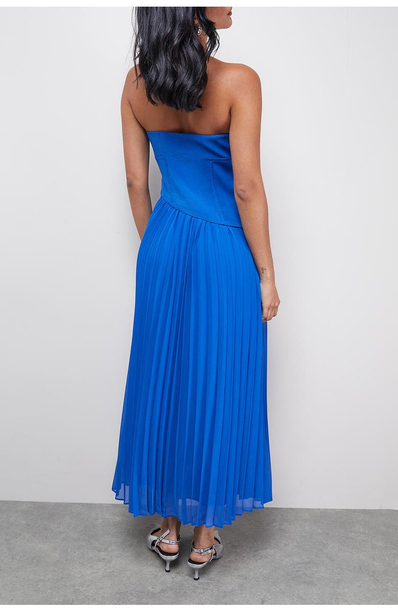 Warehouse Bandeau Bodice Pleated Midi Dress, Alternate, color, Cobalt