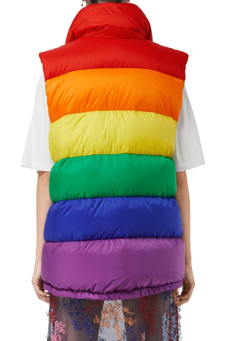 Rainbow Down Puffer Vest, Alternate, color, RAINBOW