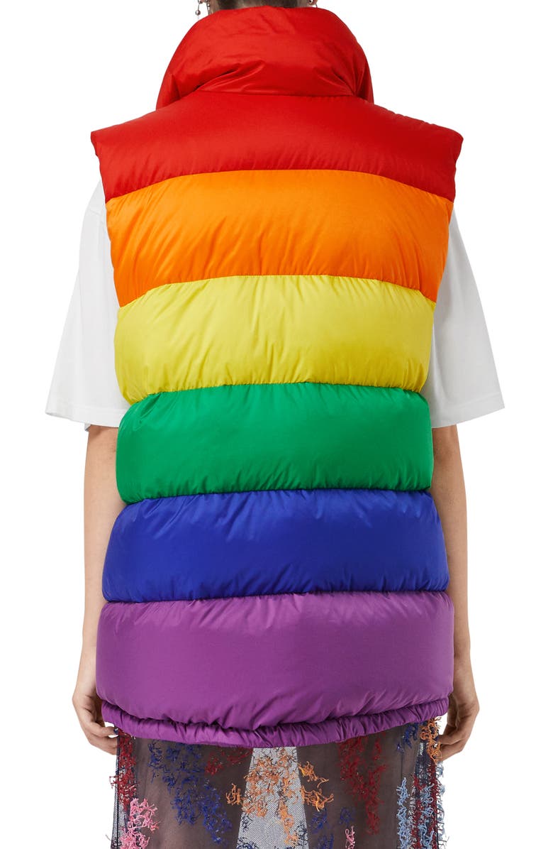 Burberry Rainbow Down Puffer Vest, Alternate, color, 