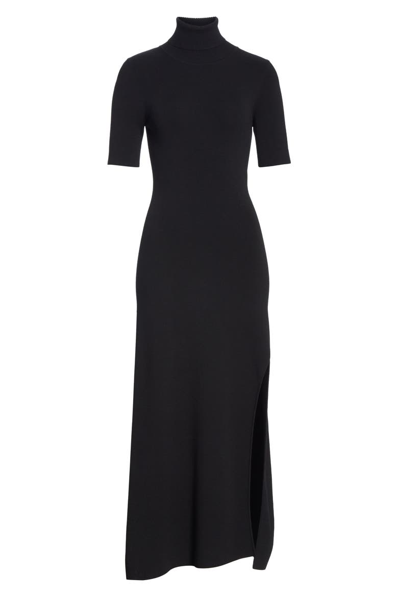 Caplan Slit Midi Dress, Alternate, color, BLACK
