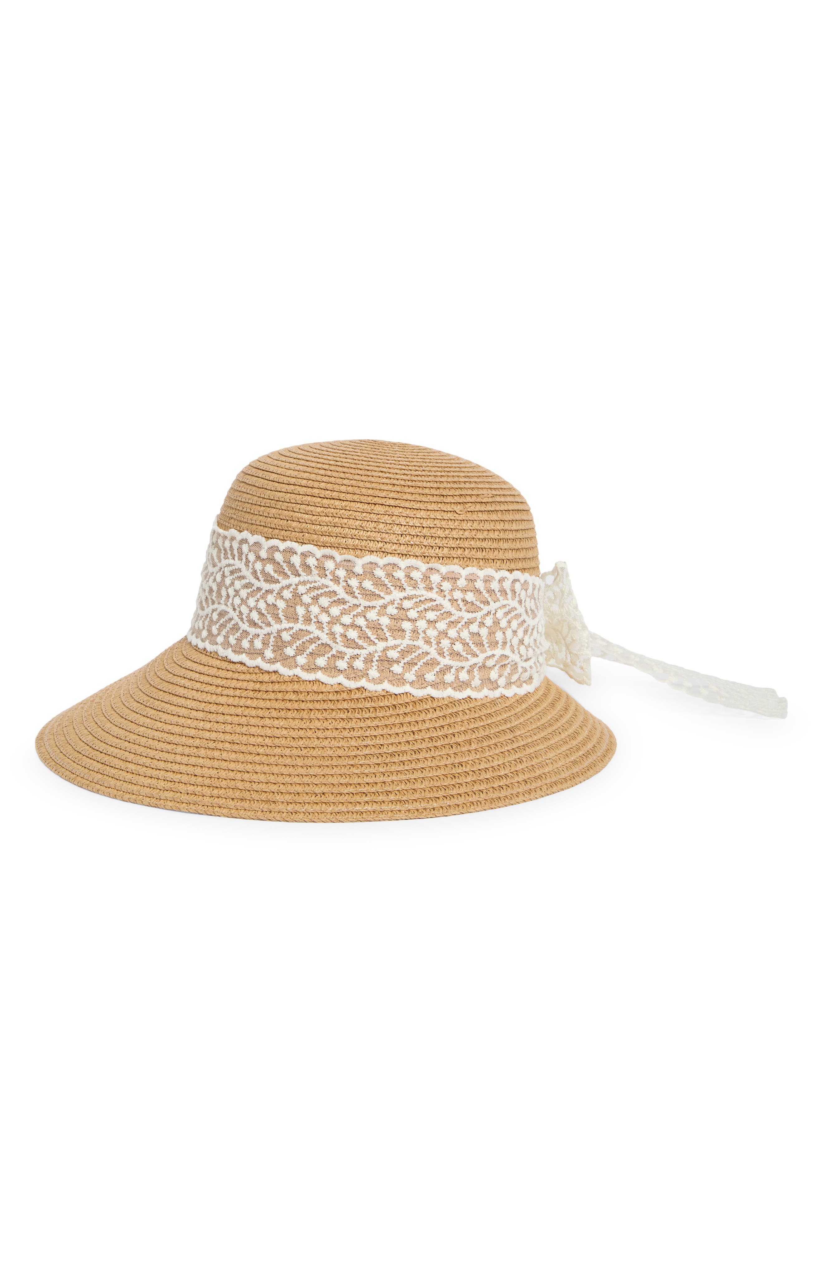 Straw Cloche with Lace Band