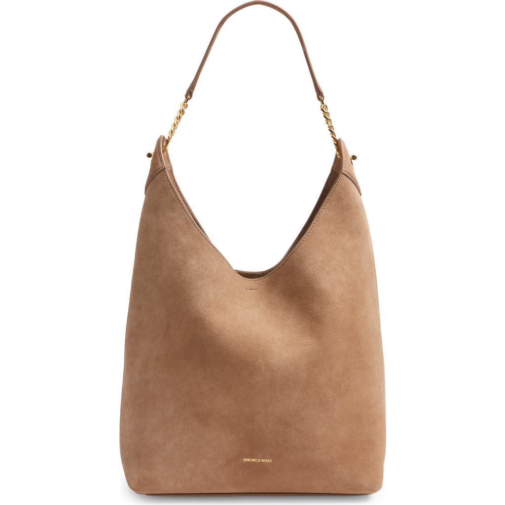 Veronica Beard Small Jour Suede Shoulder Bag in Bark at Nordstrom