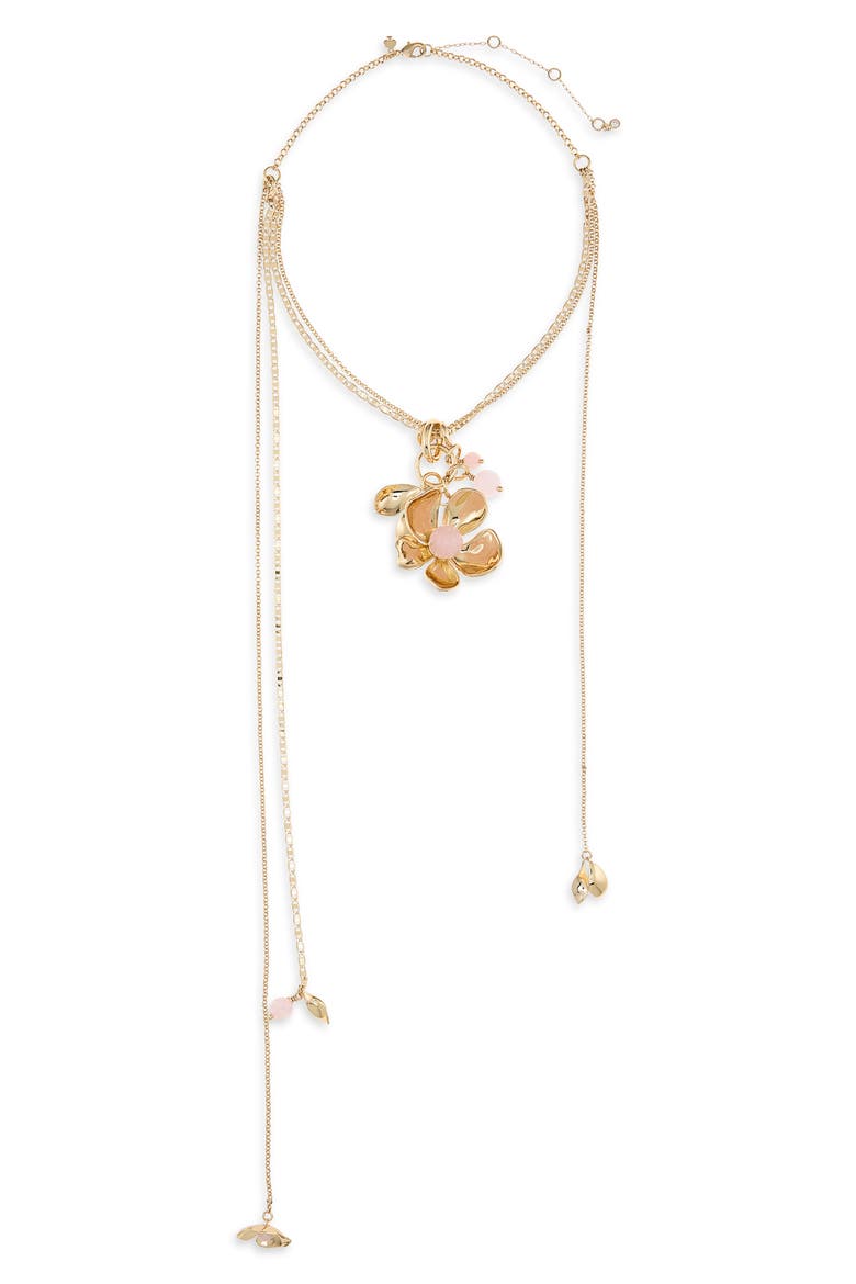 gilded garden statement necklace, Main, color, BLUSH