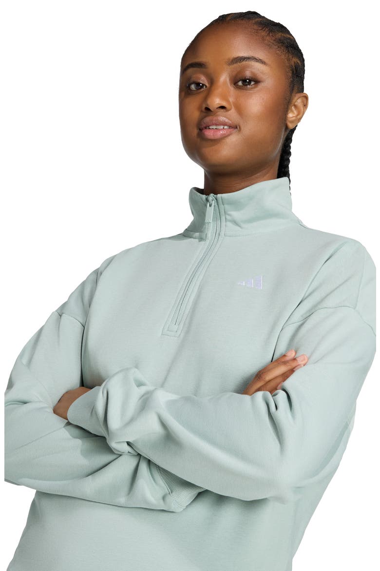 French Terry Quarter Zip Sweatshirt, Alternate, color, WONDER SAGE/ WHITE