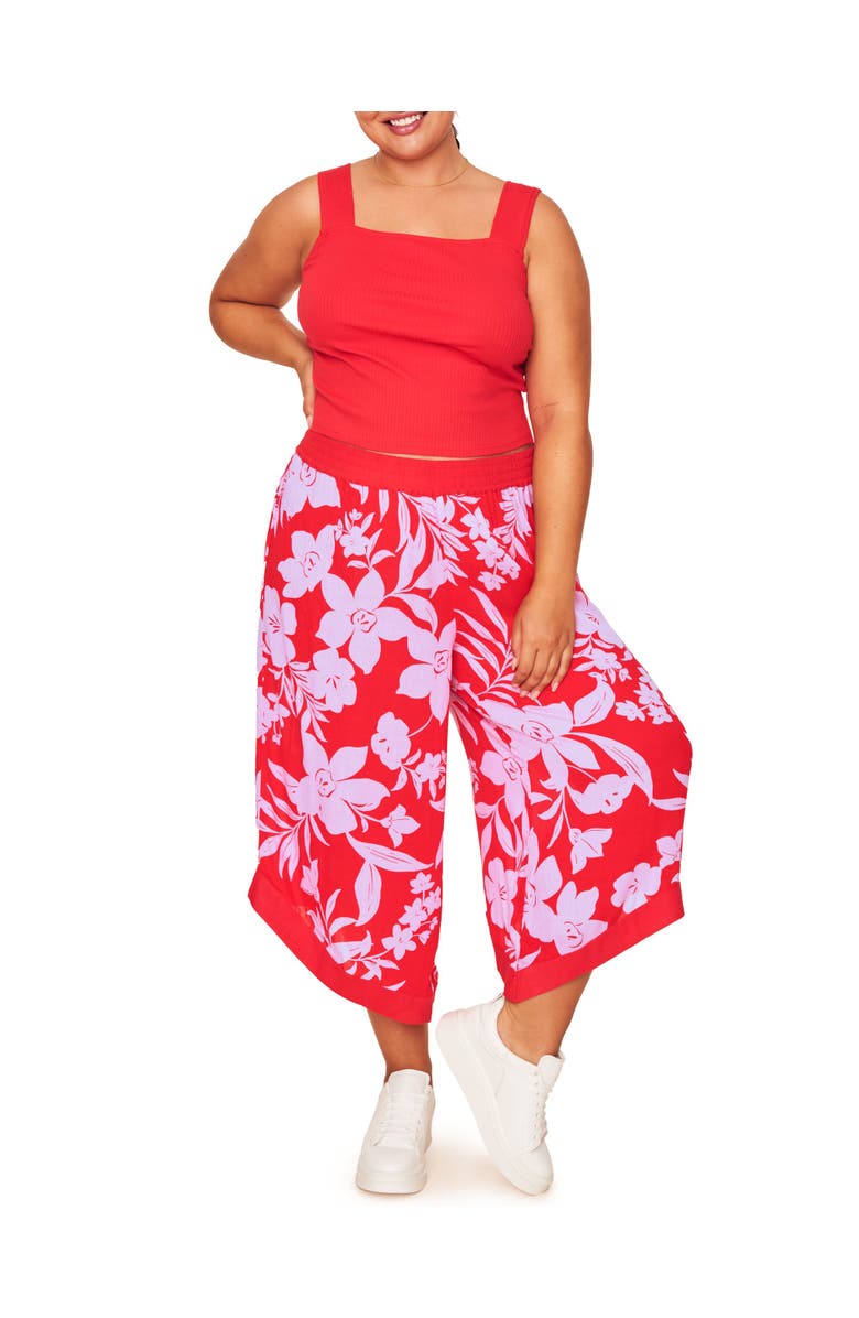 Adore Me Evi Tank & Pants Set, Main, color, Floral Red