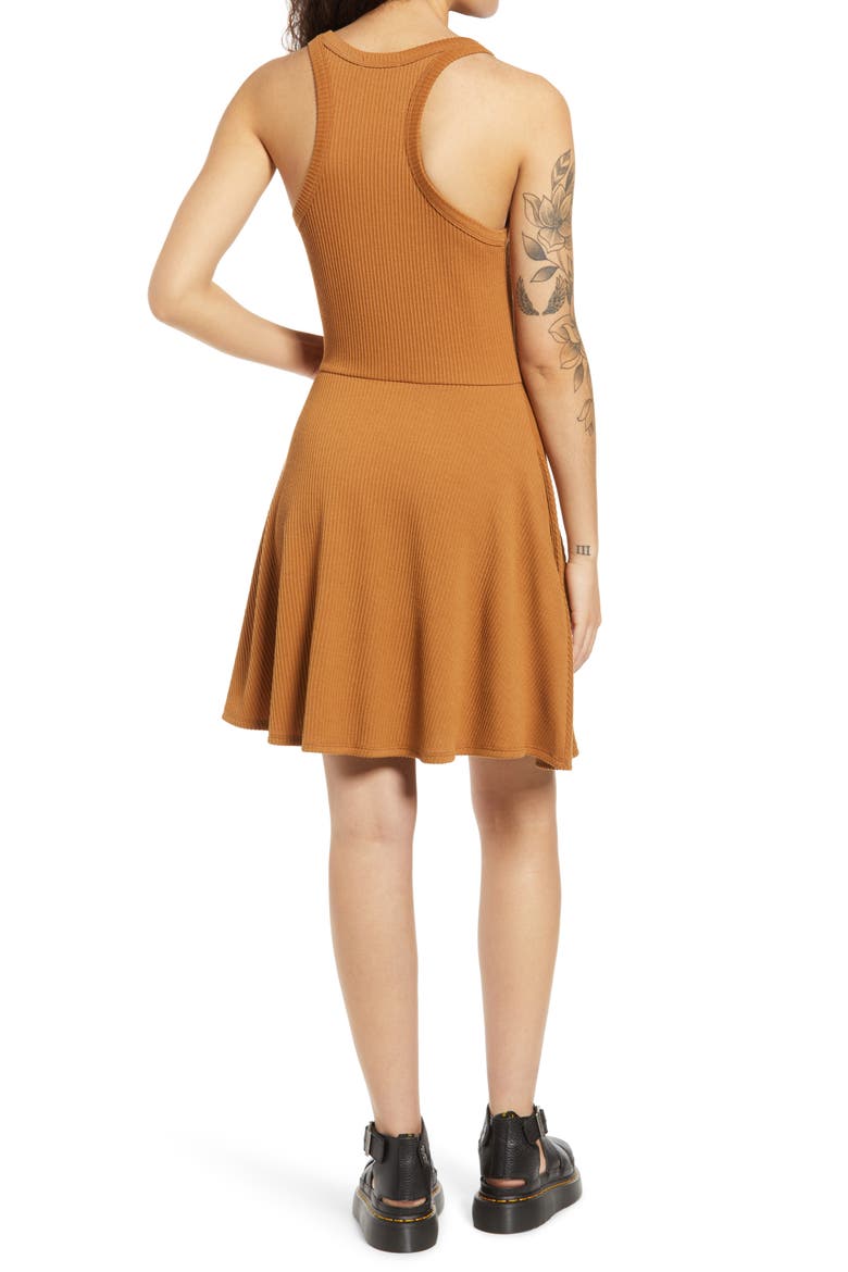 Sleeveless Rib Minidress, Alternate, color, TAN DALE