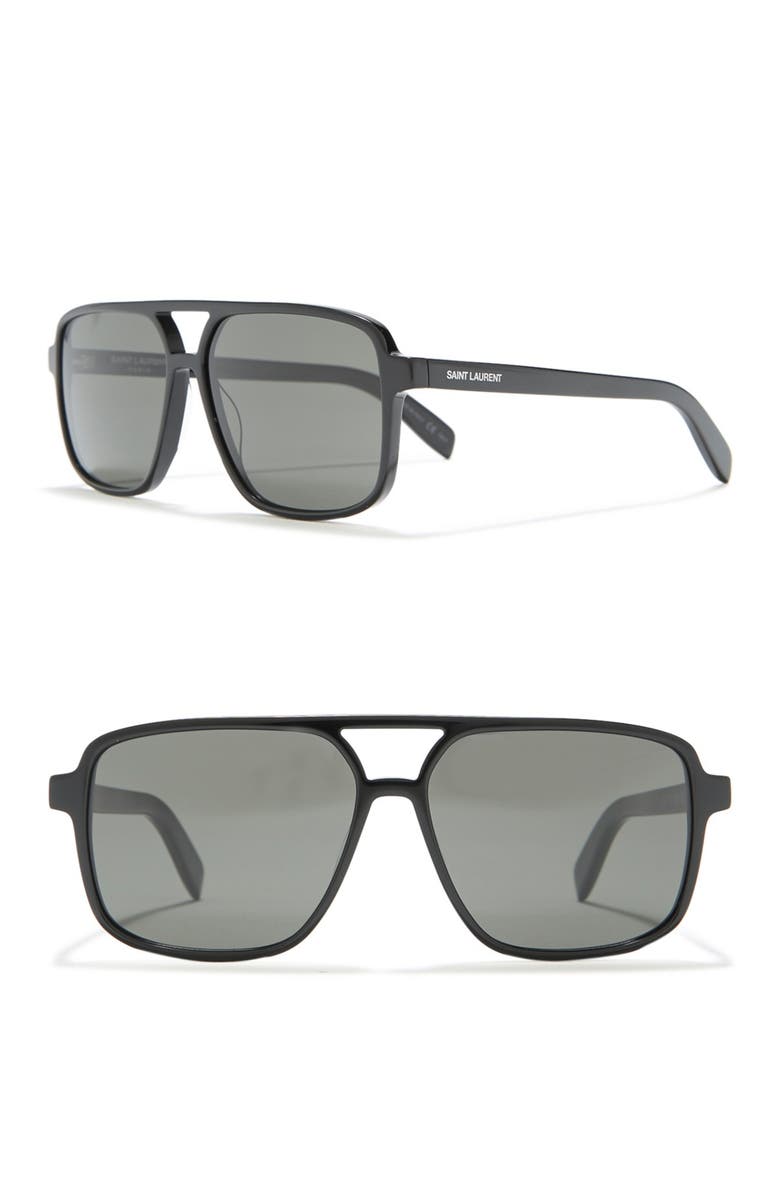 Saint Laurent Square 58mm Sunglasses, Main, color, Black Black Grey