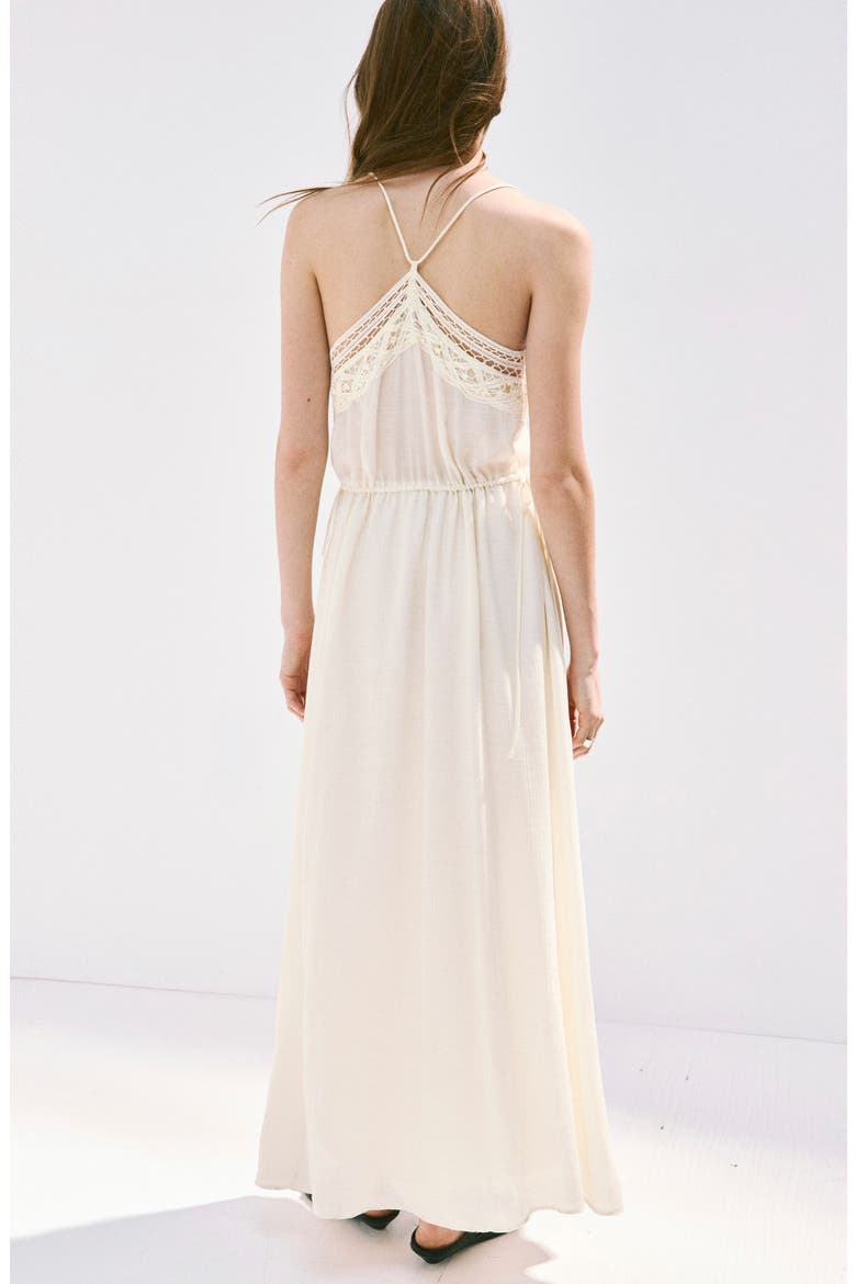 Crinkled Sleeveless Dress with Openwork Embroidery, Alternate, color, ECRU