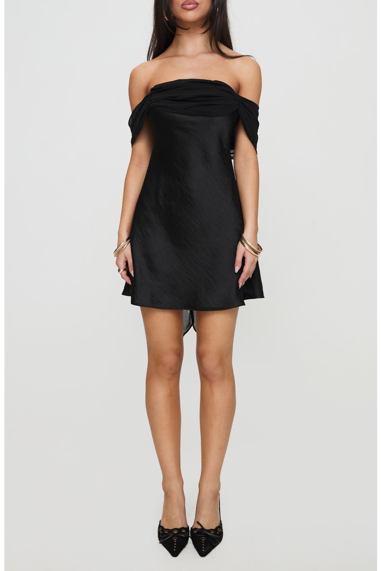 Adoration Off the Shoulder Minidress, Main, color, BLACK