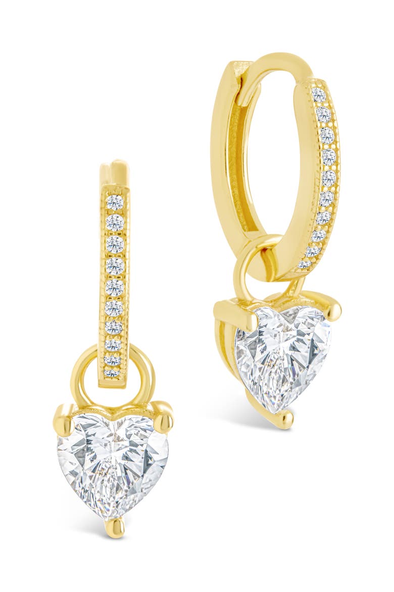Eugenia Heart Drop Huggie Hoop Earrings, Main, color, GOLD