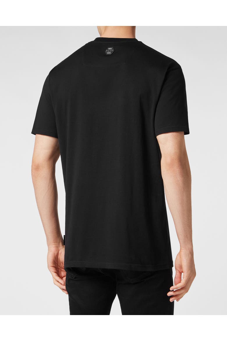 T-Shirt Round Neck Ss With Crystals Teddy Bear Men, Alternate, color, black/white