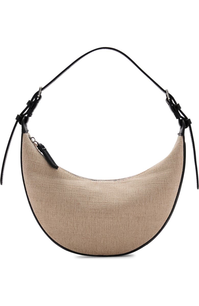 MANGO Mini Oval Linen Blend Shoulder Bag, Main, color,