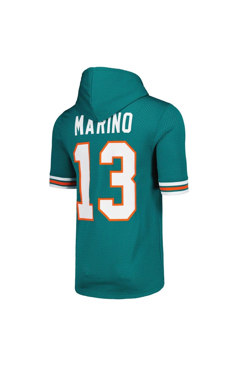 Mitchell & Ness Men's Mitchell & Ness Dan Marino Aqua Miami Dolphins Retired Player Name & Number Mesh Hoodie T-Shirt, Alternate, color, Aqua