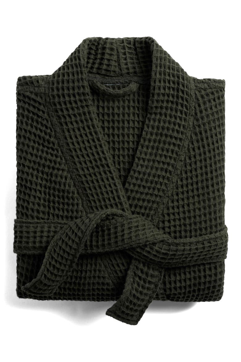 Waffle Cotton Robe, Main, color, EVERGREEN