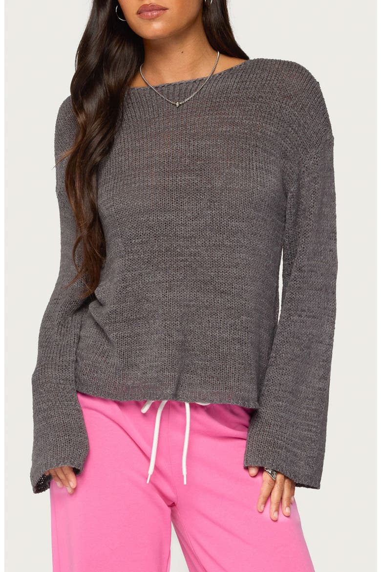Drop Shoulder Light Knit Sweater, Main, color, DARK-GRAY