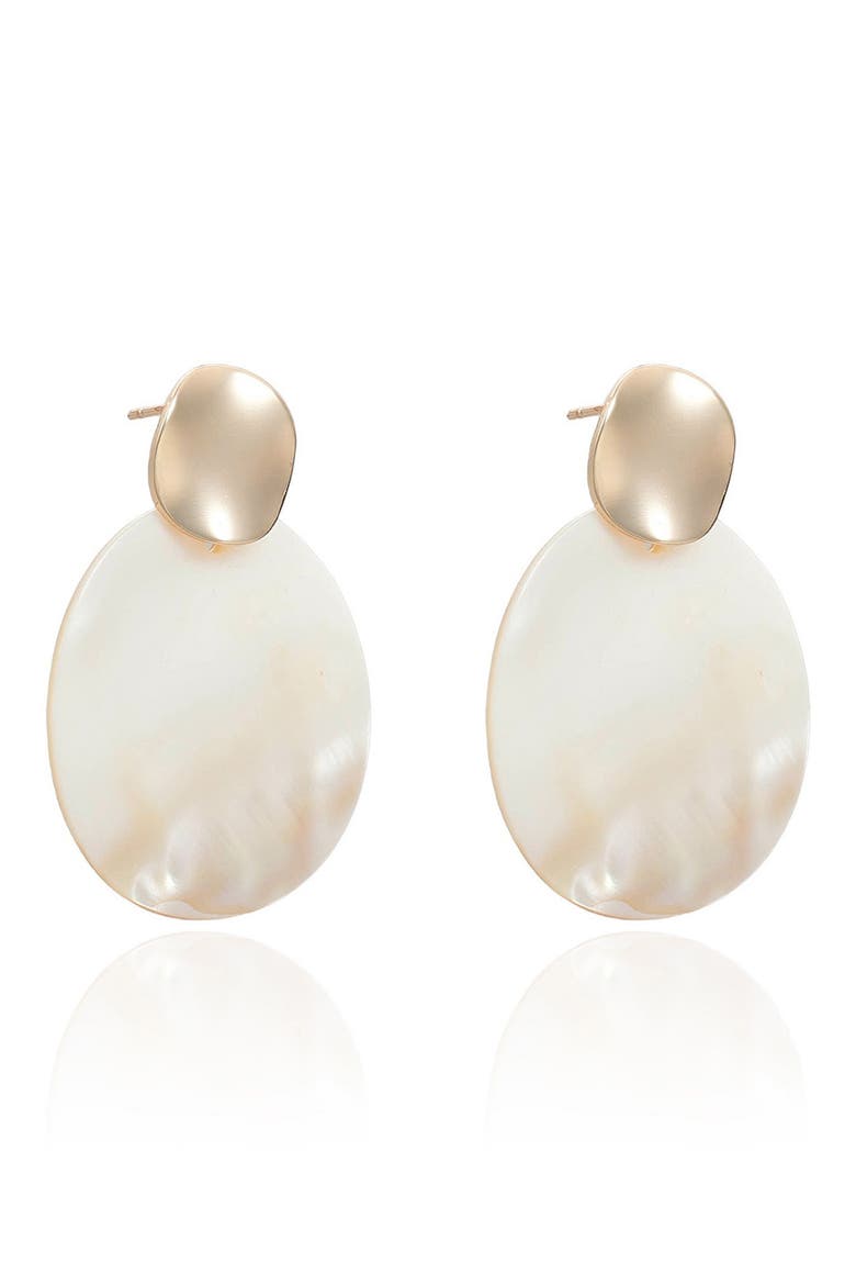 Mother-of-Pearl Drop Earrings, Alternate, color, GOLD