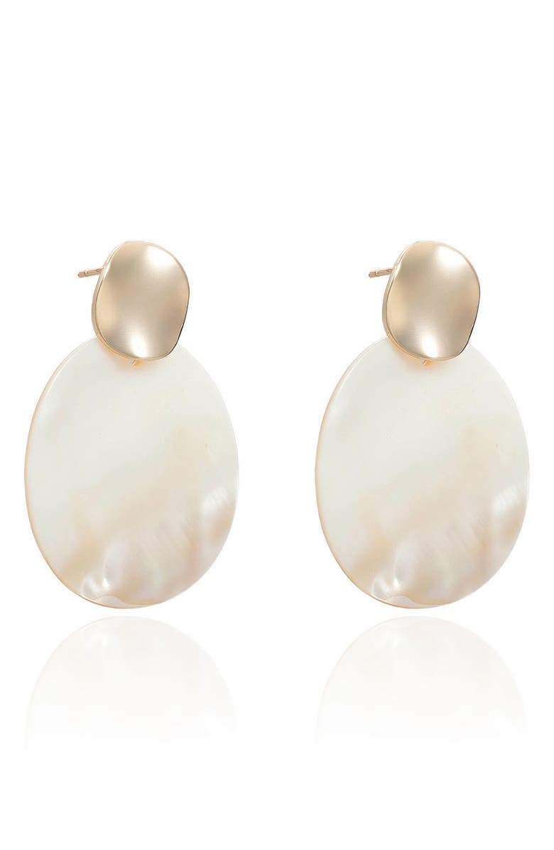 Ettika Mother-of-Pearl Drop Earrings, Alternate, color, Gold
