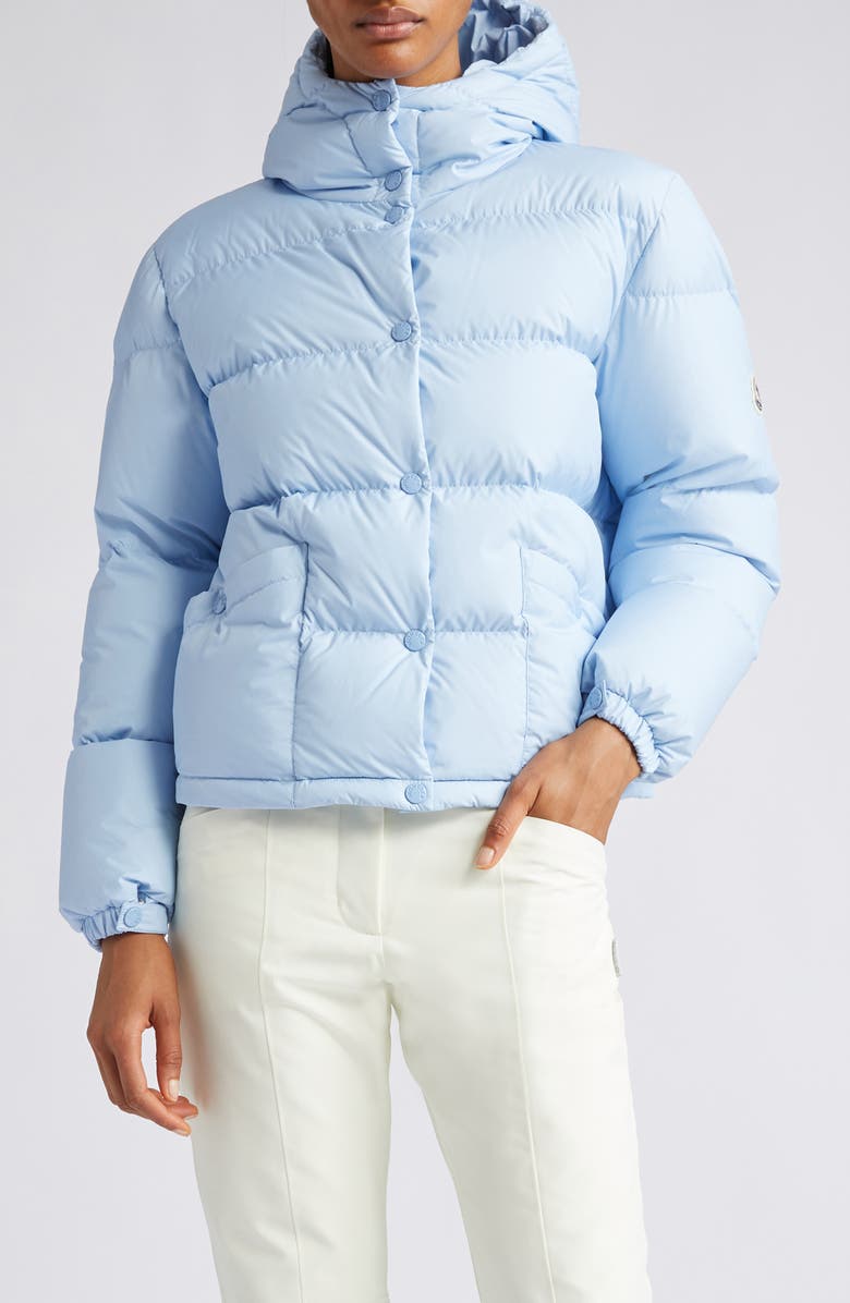 Moncler Ebre Quilted Short Down Jacket, Main, color, Light Blue