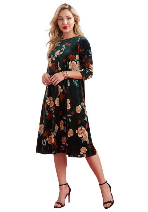 Velour Swing Drape Dress (plus)